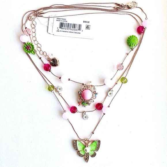 Betsey Johnson Butterfly Charm Layered Necklace NWT - Picture 1 of 4